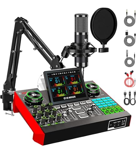 Amazon.co.jp: Yinkaer P17 ポッドキャストマイクセット G10 多機能